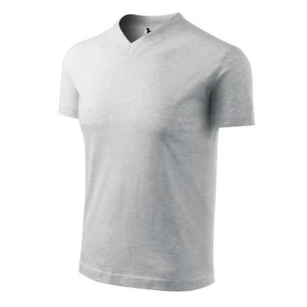 V-neck póló unisex világosszürke melírozott XL