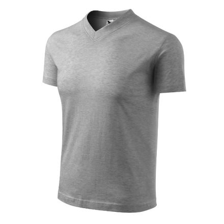 V-neck póló unisex sötétszürke melírozott 2XL