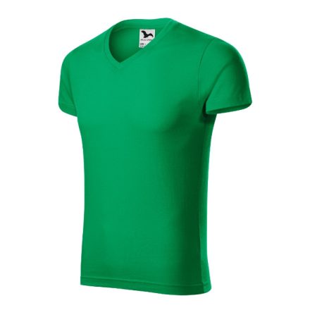 Slim Fit V-neck póló férfi fűzöld XL