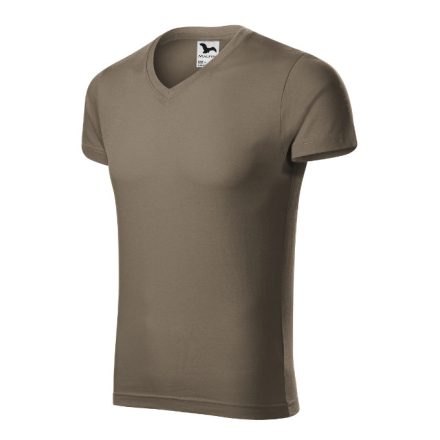 Slim Fit V-neck póló férfi army 2XL