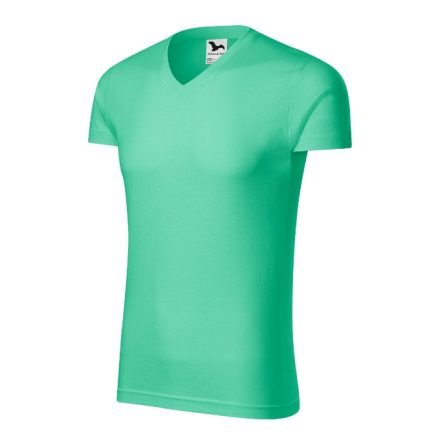 Slim Fit V-neck póló férfi menta M