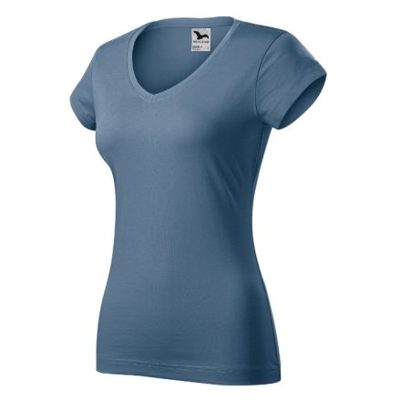 Fit V-neck póló női farmerkék XS