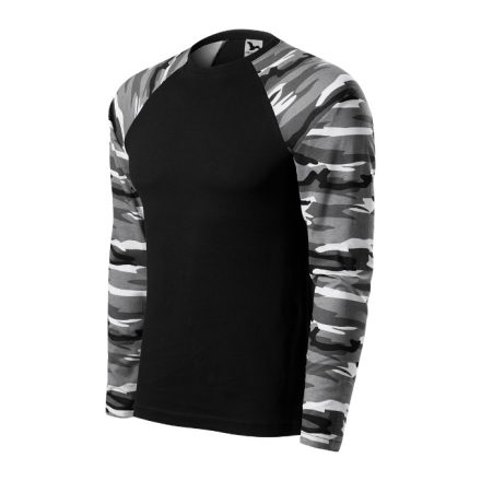 Camouflage LS póló unisex szürke terepszín M