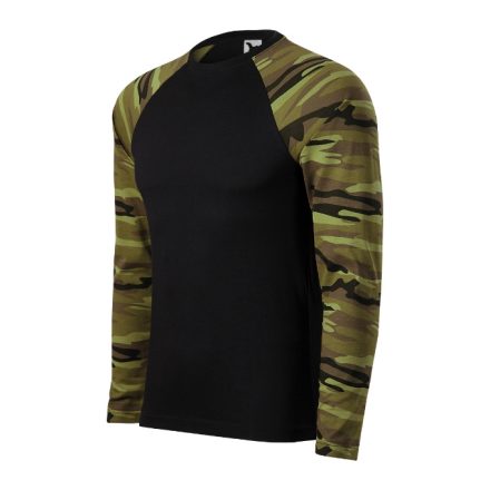 Camouflage LS póló unisex zöld terepszín S